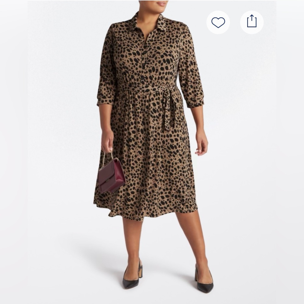 NWT StitchFix Kaileigh Leopard Print Tie Waist Shirt Dress
